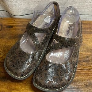 Alegria Brown Leather‎ Paisley Mary Jane Shoes Size 41
